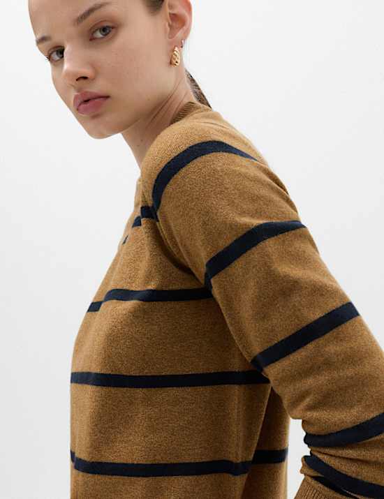 Air-Yarn Striped Crew Neck Jumper
