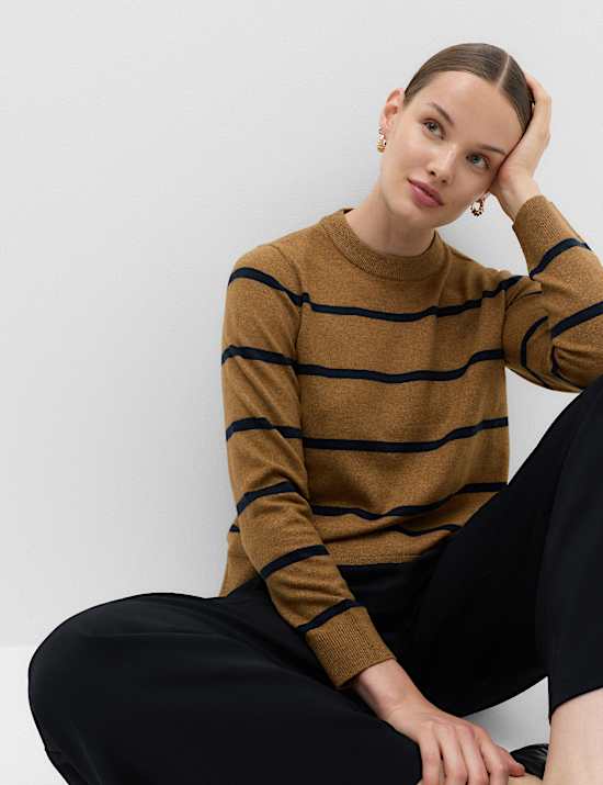 Air-Yarn Striped Crew Neck Jumper