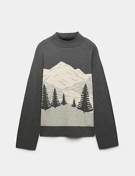 Pull &agrave; col chemin&eacute;e et motif