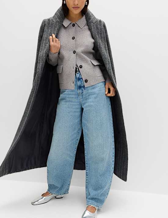 Air-Yarn Pocket Detail Knitted Jacket