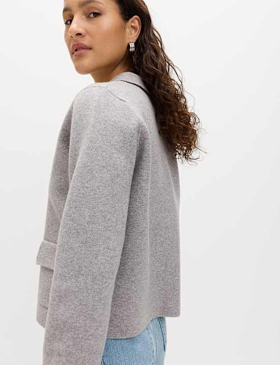 Air-Yarn Pocket Detail Knitted Jacket