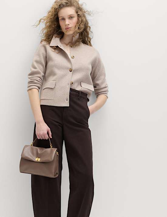 Air-Yarn Pocket Detail Knitted Jacket