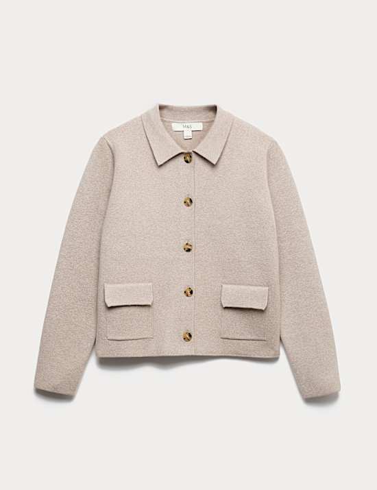 Air-Yarn Pocket Detail Knitted Jacket