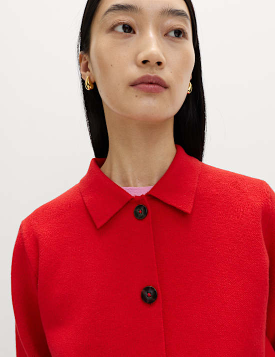 Air-Yarn Pocket Detail Knitted Jacket