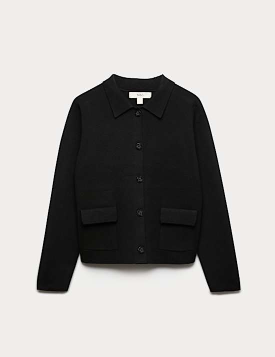 Air-Yarn Pocket Detail Knitted Jacket