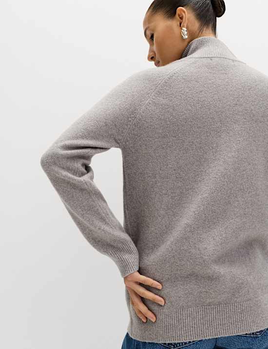 Zip Funnel Neck Relaxed Longline Jumper