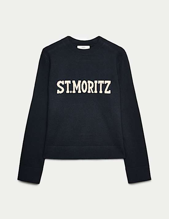 Air-Yarn Slogan Crew Neck Jumper