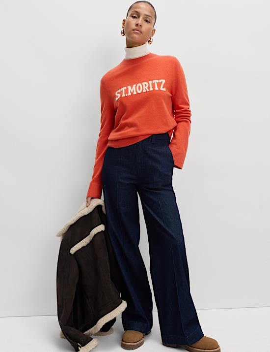 Air-Yarn Slogan Crew Neck Jumper