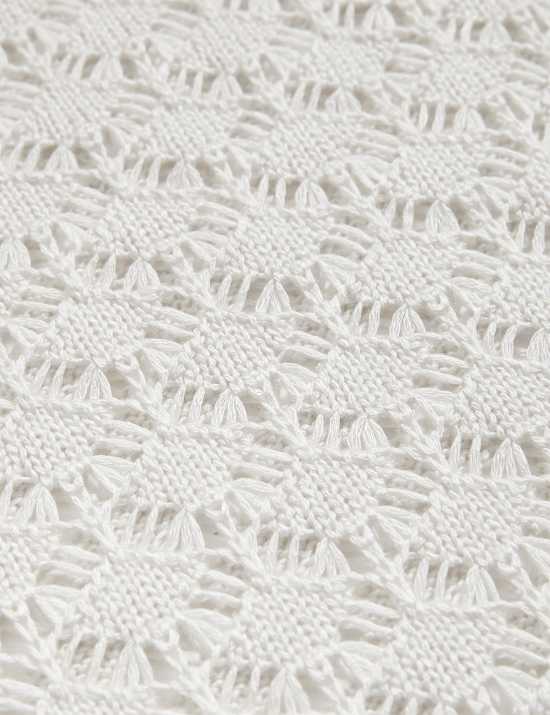 Kardigan Pointelle s výstřihem ke krku a špičatými knoflíky vpředu