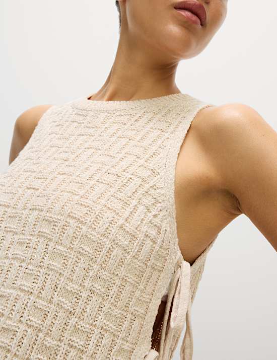 Robe de plage midi en maille de coton à nouer