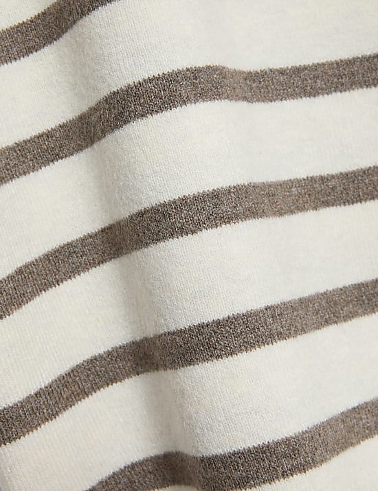Air-Yarn Striped V-Neck Jumper