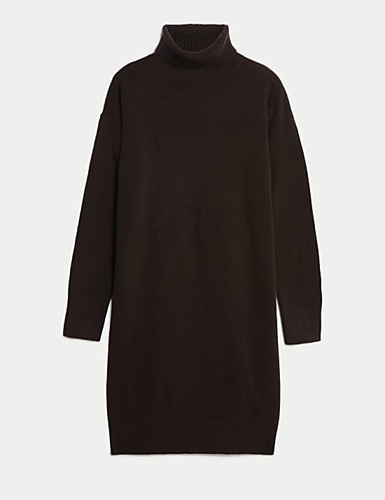 Strick-Pulloverkleid aus Air-Garn mit Rollkragen