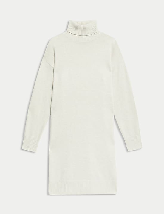 Strick-Pulloverkleid aus Air-Garn mit Rollkragen