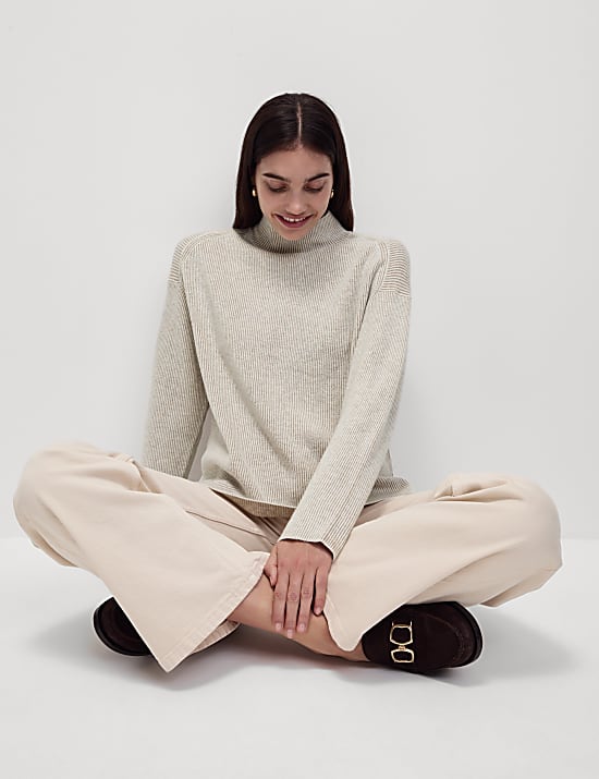 Air-yarn Funnel Neck Relaxed Jumper