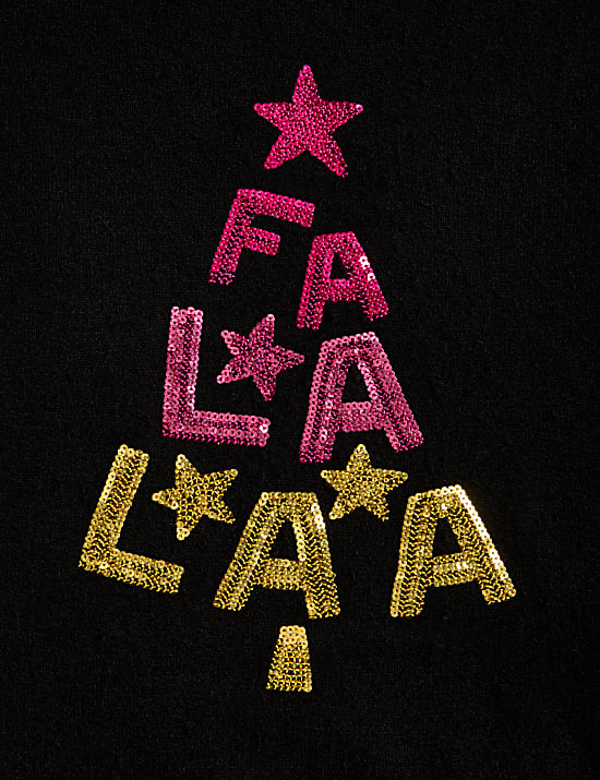 Air-Yarn Sequin 'Falalaa' Christmas Jumper