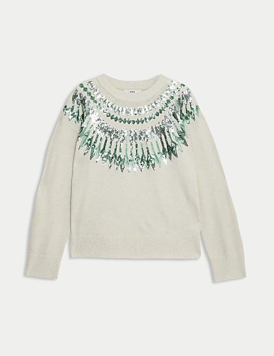 Sequin Fair Isle Relaxed Christmas Jumper