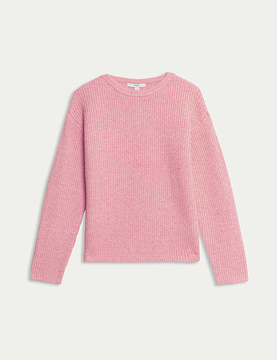 Pull en maille douce &agrave; encolure ronde et motif textur&eacute;