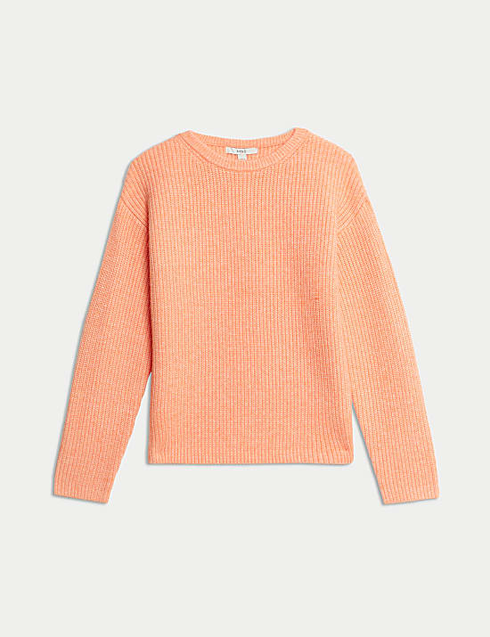 Pull en maille douce &agrave; encolure ronde et motif textur&eacute;