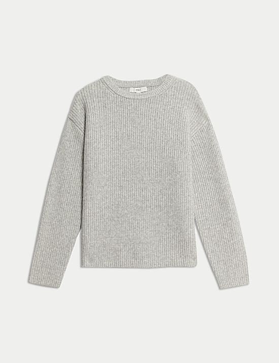 Teksturowany sweter z okrągłym dekoltem z przędzy cloud