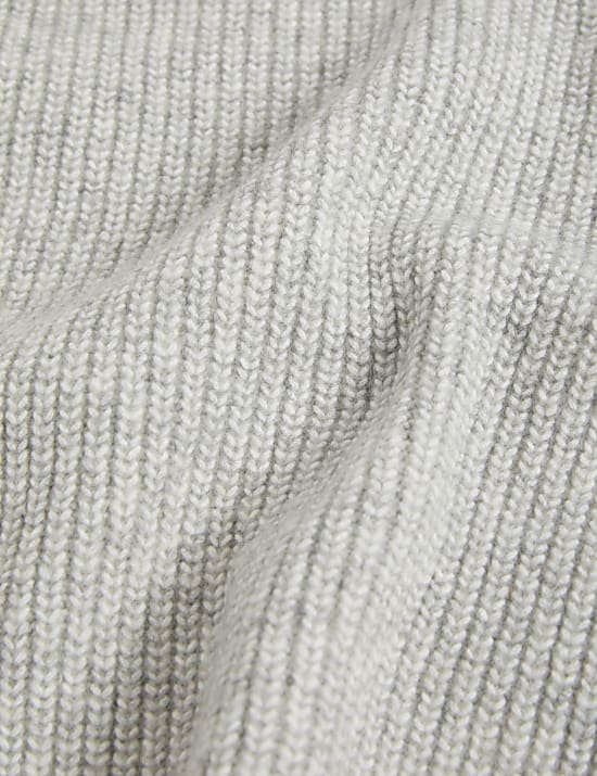 Cloud-Yarn Ribbed V-Neck Split Hem Jumper