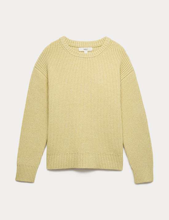 Cloud-Yarn Ribbed Crew Neck Jumper