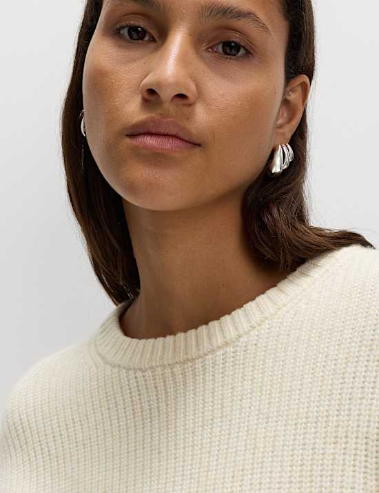 Cloud-Yarn Ribbed Crew Neck Jumper