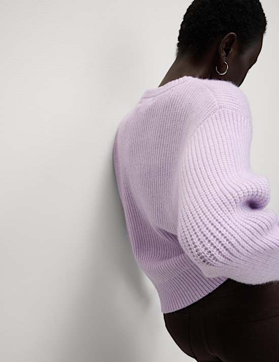 Cloud-Yarn Ribbed Crew Neck Jumper