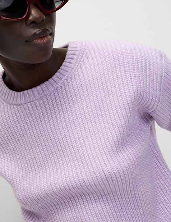 Cloud-Yarn Ribbed Crew Neck Jumper