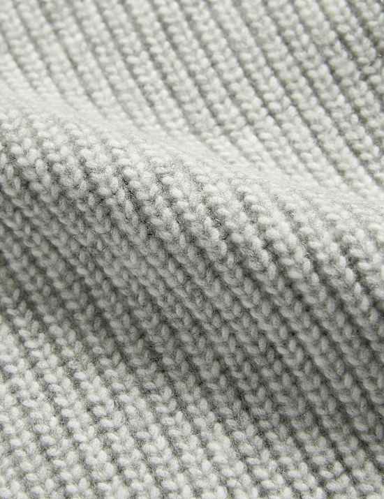 Jumper Kerah Bundar Ribbed Benang Cloud