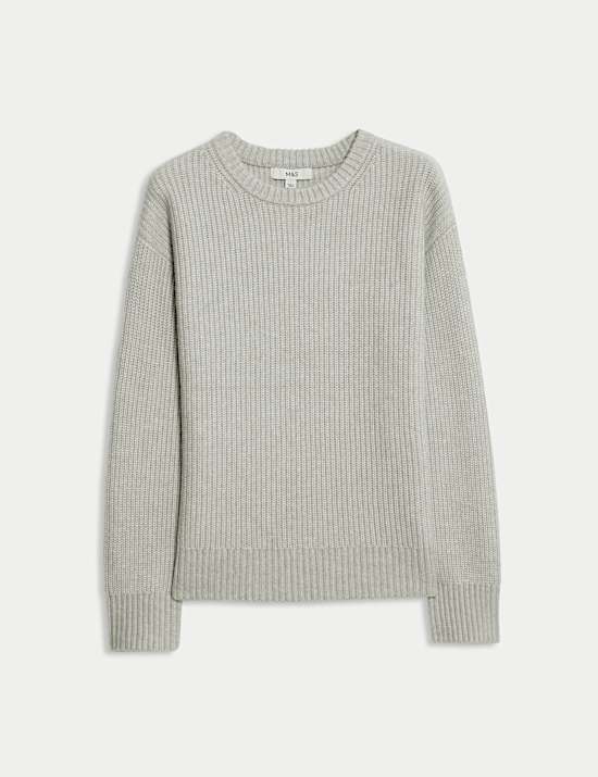 Jumper Kerah Bundar Ribbed Benang Cloud