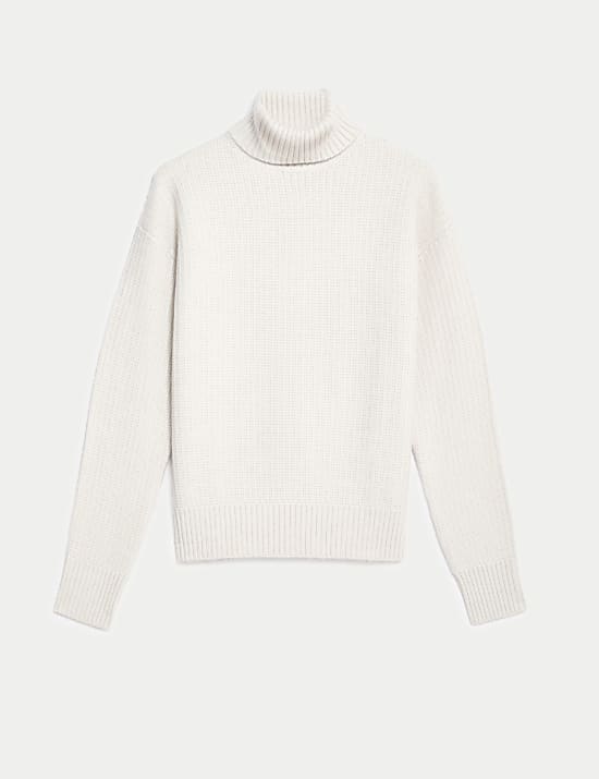 Cloud Yarn Textured Roll Neck Jumper