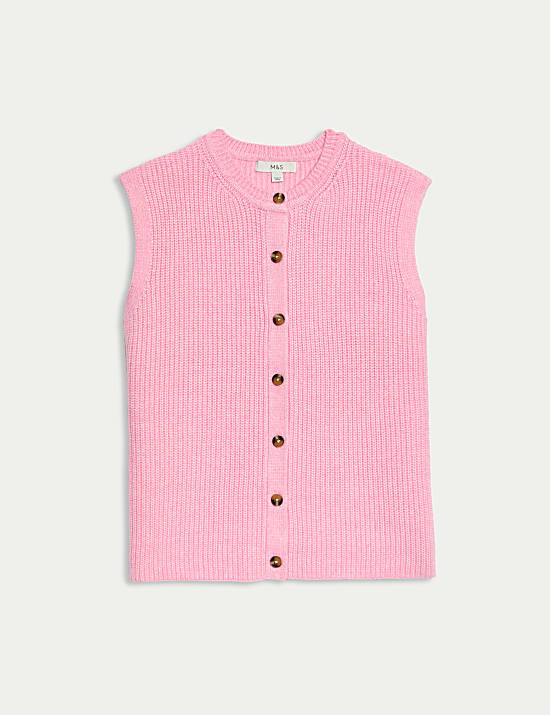 Cloud-yarn Knitted Crew Neck Waistcoat