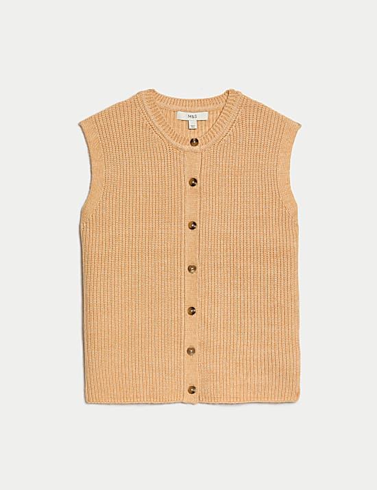 Cloud-yarn Knitted Crew Neck Waistcoat