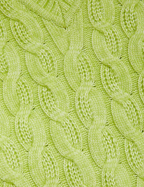 Cloud-yarn Cable Knit V-Neck Jumper