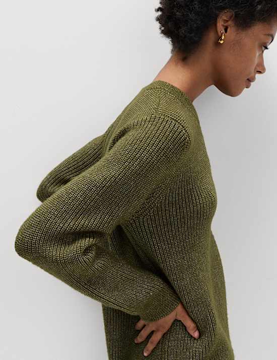 Cloud-Yarn Ribbed Relaxed Mini Knitted Dress