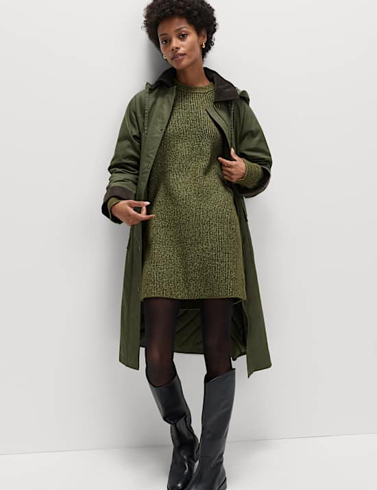 Cloud-Yarn Ribbed Relaxed Mini Knitted Dress