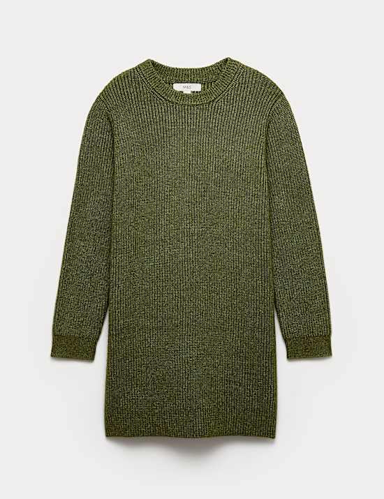 Cloud-Yarn Ribbed Relaxed Mini Knitted Dress