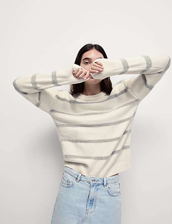 Cloud-yarn Sequin Striped Jumper