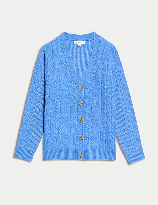 Textured V-Neck Relaxed Fit Cardigan