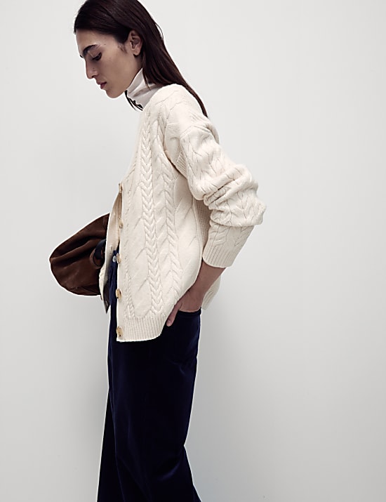 Textured V-Neck Relaxed Fit Cardigan