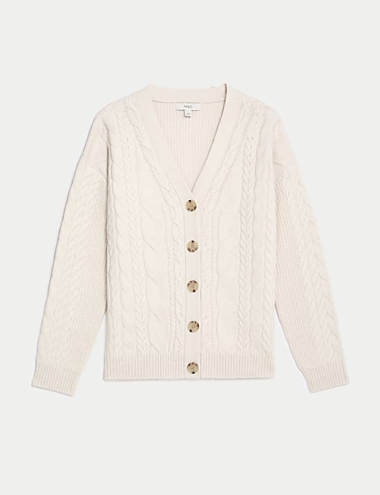 Textured V-Neck Relaxed Fit Cardigan