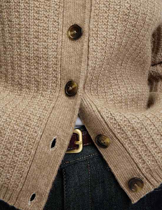 Cloud-Yarn Textured Crew Neck Cardigan