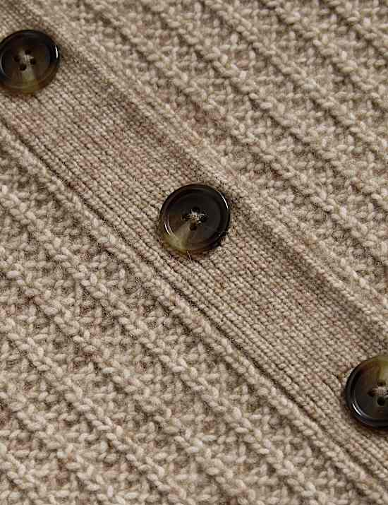 Cloud-Yarn Textured Crew Neck Cardigan