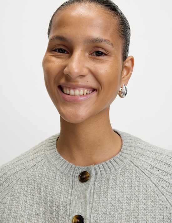 Cloud-Yarn Textured Crew Neck Cardigan