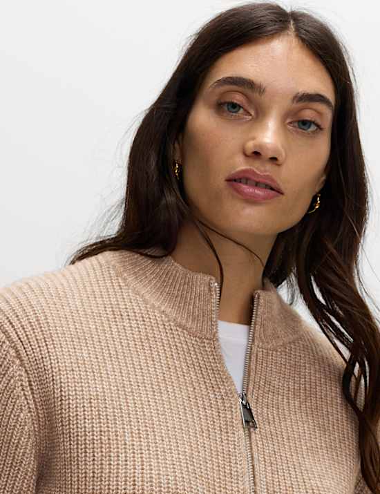 Cloud-Yarn Textured Bomber Cardigan