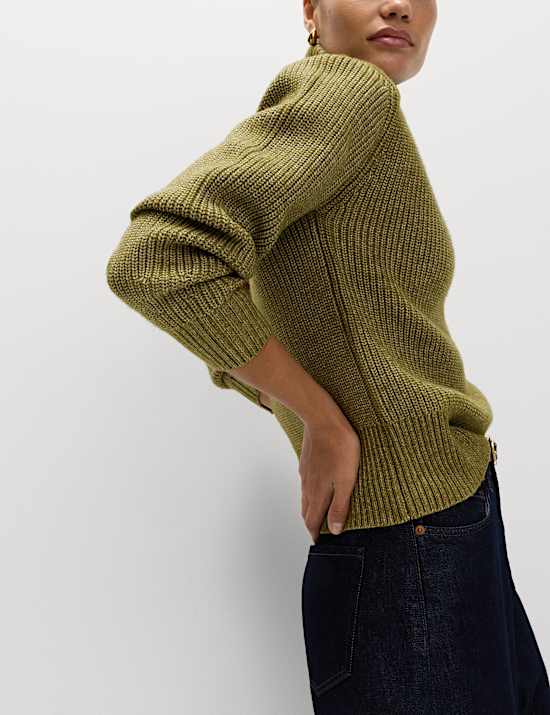 Cloud-yarn Ribbed Roll Neck Jumper