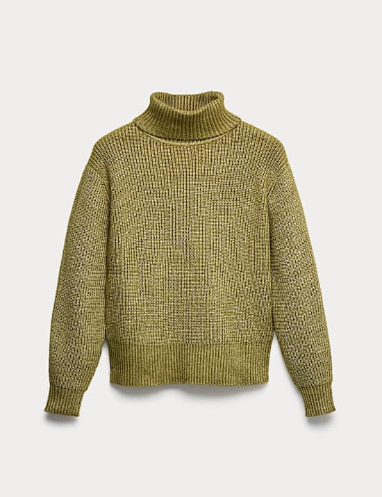 Cloud-yarn Ribbed Roll Neck Jumper