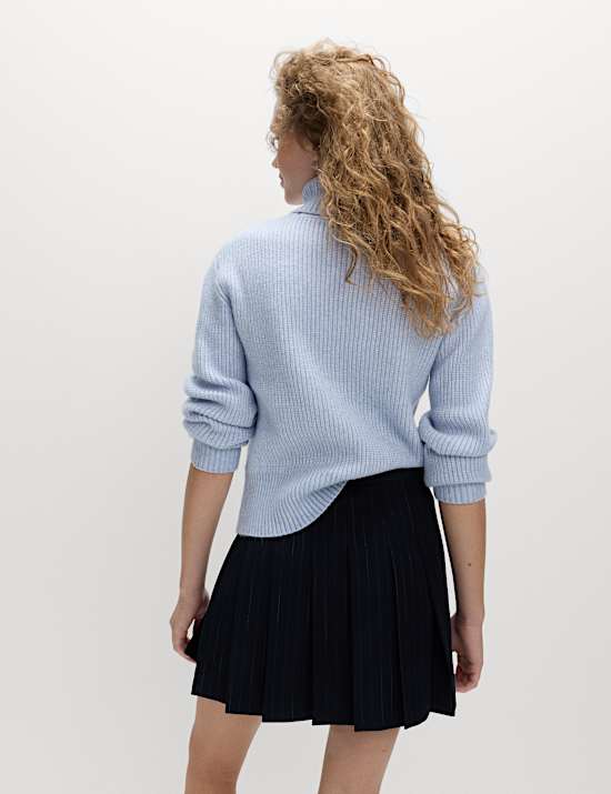 Cloud-yarn Ribbed Roll Neck Jumper
