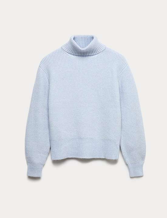 Cloud-yarn Ribbed Roll Neck Jumper