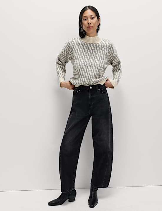 Cloud-Yarn Twisted Cable High Neck Jumper